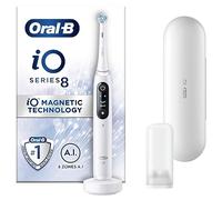Oral-B iO8 Electric Toothbrushes For Adults, App Connected Handle, 1 Toothbrush Head & Travel Case, 6 Modes with Teeth Whitening, 2 Pin UK Plug, White