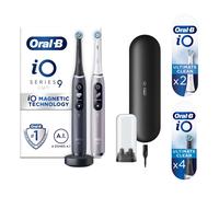 Oral-B iO9 Duo Pack of Two Electric Toothbrushes Black Lava & Rose Quartz - Toothbrush + 10 Toothbrush Heads