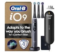 Oral-B iO9 Electric Toothbrush for Adults, Black, App Connected Handle, 7 Cleaning Modes, Includes 3 Brush Heads, Charging Travel Case and Head Holder, Long-Lasting Battery for Home Travel, 2 Pin Plug
