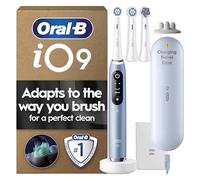 Oral-B iO9 Electric Toothbrush for Adults, 1 Handle, Sapphire Blue - 3 Brush Heads, Fast Magnetic Charger, Charging Travel Case, Charger Pouch, Brush Head Holder, UK Two Pin Plug