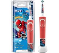 Oral-B Kids Electric Toothbrush, 1 Toothbrush Head, x4 Spiderman Stickers, 2 Modes with Kid-Friendly Sensitive Mode, For Ages 3+, 2 Pin UK Plug, Red