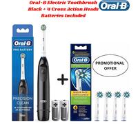 Oral-B Precision Clean Electric Toothbrush with 4x pcs Heads & 2x pcs Batteries