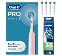 Oral-B Pro 1 Pink Electric Toothbrush + Oral-B Pro Cross Action Electric Toothbrush Heads 4 Pack Bundle