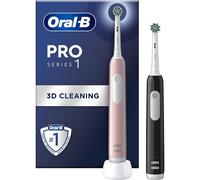 Oral-B Pro 1 X2 Electric Toothbrushes - 3D Cleaning, Gum Pressure Control, Pink & Black, UK 2-Pin Plug - Perfect Gift for Her/Him, New
