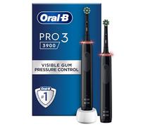 Oral-B Pro 3 2x Electric Toothbrushes with Smart Pressure Sensor, 2 Handles & 2 Cross Action Toothbrush Heads, 3 Modes with Teeth Whitening, Gift