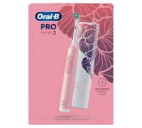 Oral-B Pro 3 3500 Pink Electric Toothbrush with Floral Art Travel Case