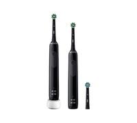 Oral-B Pro 3 3900 Electric Toothbrush (Pack of 2), Duo Pack Toothbrushes Plus 1 Replacement Brush, Black Packaging may vary
