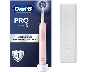 Oral-B Pro 3 Electric Toothbrushes For Adults, 1 3D White Toothbrush Head & Travel Case, 3 Modes with Teeth Whitening, 2 Pin UK Plug, 3500, Pink