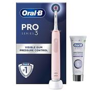 Oral-B Pro 3 Electric Toothbrushes For Adults With Smart Pressure Sensor, Mothers Day Gifts For Her / Him, 1 Toothbrush Head, 1 3D White Whitening Restore Toothpaste, 75 ml, 2 Pin UK Plug, Pink