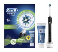 ORAL B PRO 650 BLACK ELECTRIC TOOTHBRUSH 3D ACTION WHITE + TOOTHPASTE