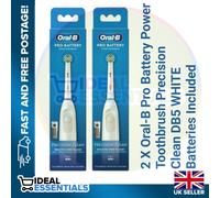 Oral-B Pro Battery Power Toothbrush Precision Clean WHITE Batteries Included X 2