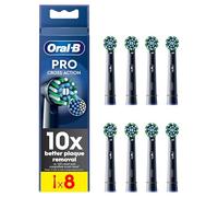Oral-B Pro Cross Action Electric Toothbrush Head, Oral B Electric Toothbrush Heads, X-Shape and Angled Bristles for Deeper Plaque Removal, Pack of 8 Replacement Toothbrush Heads, Black