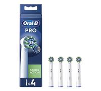 ORAL-B Pro Cross Action Electric Toothbrush Head, X-Shape And Angled Bristles for Deeper Plaque Removal, Pack of 4 Toothbrush Heads, White