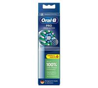 Oral-B Pro CrossAction Electric Toothbrush Brush, Pack of 6, Superior Teeth Cleaning with Innovative X-Shaped Bristles, Original Oral-B Toothbrush attachment, made in Germany, white