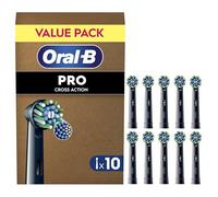 Oral-B Pro Cross Action Electric Toothbrush Head, X-Shape And Angled Bristles for Deeper Plaque Removal, Pack of 10 Toothbrush Heads, Black