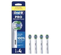 Pro Precision Clean Electric Toothbrush Head, X-Shape And Angled Bristles for Deeper Plaque Removal, Pack of 4 Toothbrush Heads, White