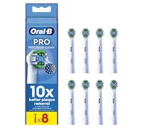 Pro Precision Clean Electric Toothbrush Head, X-Shape And Angled Bristles for Deeper Plaque Removal, Pack of 8 Toothbrush Heads, White