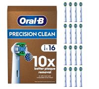 Oral-B Pro Precision Clean Original Electric Toothbrush Head, X-Shape and Angled Bristles for Deeper Plaque Removal, Pack of 16 Toothbrush Heads, Suitable for Mailbox, White