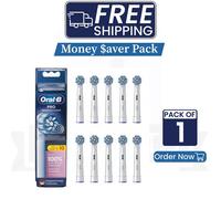 Oral-B Pro Sensitive Clean Brush Heads 10ct - White Tips - New - Free Shipping