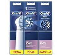 Oral-B Pro Sensitive Clean Electric Toothbrush Head, X-Shaped & Extra Soft Bristles for Gentle Brushing & Plaque Removal, Pack of 6 Toothbrush Heads, White