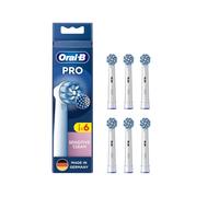 Oral-B Pro Sensitive Clean Replacement Toothbrush Heads for Electric Toothbrush, Pack of 6, Gentle Teeth Cleaning, Innovative X-Shaped Bristles, Original Oral-B Toothbrush Attachment, Made in Germany