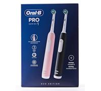 Oral-B PRO Series 1 Electric Toothbrush, Twin Pack, 2 Replacement Brushes, 3 Cleaning Modes and Pressure Sensor for Dental Care, Designed by Braun, Pink/Black