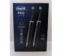 Oral-B Pro 3 2x Electric Toothbrushes For Adults, 2 Handles & 2 Cross Action Toothbrush Heads, 3 Modes with Teeth Whitening, 2 Pin UK Plug, 3900, Black