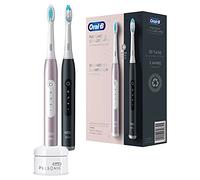 Oral-B Pulsonic Slim Luxe 4900 Twin Pack Electric Sonic Toothbrush for Healthier Gums in 4 Weeks, 3 Cleaning Programmes Including Sensitive, Timer, 2 Replacement Brushes, Black/Rose Gold