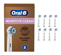 Oral-B Sensitive Clean Electric Toothbrush Head with Clean & Care Technology, Extra Soft Bristles for Gentle Plaque Removal, Pack of 8, Suitable for Mailbox, White