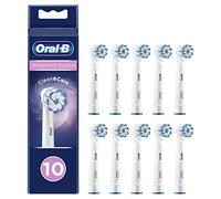Oral-B Sensitive Clean Electric Toothbrush Head with Clean & Care Technology, Extra Soft Bristles for Gentle Plaque Removal, Pack of 10, Suitable for Mailbox, White