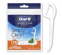 Oral-B Simply Clean Floss Picks - Remove Plaque - Interdental Flossing Sticks for Tight Spaces - Mint Flavour - 75 Sticks per Pack