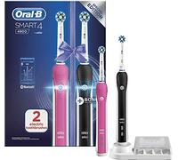 Oral-B Smart 4 2x Electric Toothbrushes For Adults, Mothers Day Gifts For Her / Him, App Connected Handles & 2 Toothbrush Heads, 3 Modes with Teeth Whitening, 2 Pin UK Plug, 4900, Pink/Black