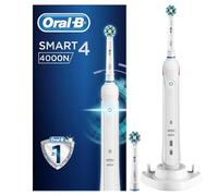 Oral-B Smart 4 Electric Toothbrushes For Adults, Mothers Day Gifts For Her / Him, App Connected Handle, 2 Cross Action Toothbrush Heads, 3 Modes with Teeth Whitening, 2 Pin UK Plug, 4000N, White