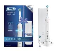 Oral-B Smart 4 Electric Toothbrushes For Adults, Mothers Day Gifts For Her / Him, App Connected Handle, 2 Toothbrush Heads & Travel Case, 3 Modes with Teeth Whitening, 2 Pin UK Plug, 4000N, White