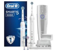Oral-B Smart 5 Electric Toothbrushes For Adults, Mothers Day Gifts For Her / Him, App Connected Handle, 3 Toothbrush Heads & Travel Case, 5 Modes With Teeth Whitening, 2 Pin UK Plug, 5000, White