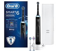 Oral-B Smart 6 6000N CrossAction Electric Toothbrush, 1 Black App Connected Handle, 5 Modes, Pressure Sensor, 3 Toothbrush Heads, Premium Travel Cas