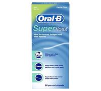 Oral-B Super Floss Mint Dental Floss for Braces Bridges - 50 Strips (2-Pack)