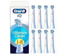 Oral-B Ultimate Clean Genuine White Replacement Brushes Set of 8 Deep Brushing Dental Plaque Removal Round Brush for Oral B iO Electric Brushes