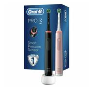 Oral B Unisex Oral-B Pro 3 3900 Electric Smart Pressure Sensor Duo Toothbrushes, Black & Pink Lace - One Size