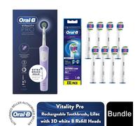 Oral-B Vitality Pro Electric Rechargeable Toothbrush Lilac with 8x Refill Heads
