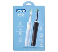 Oral-B Vitality Pro Electric Toothbrush/Electric Toothbrush, Double Pack, 3 Cleaning Modes for Dental Care, Designed by Brown, Blue/Black