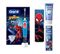 Oral-B Vitality Pro Kids Spiderman Electric Toothbrush with Travel Case - With Toothpaste - Toothbrush + 8 Toothbrush Heads