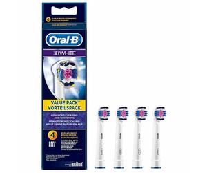 Oral-B White 3D Brush Head, Pack of 4, Original Cleaning Brush Body, White