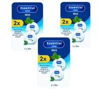 Oral Essential Floss - Waxed Dental Floss Removes Plaque from Tight Spaces - Shred-Resistant - Mint - 50M (1 Count (Pack of 6))