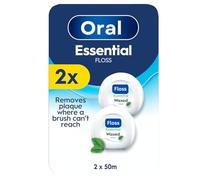 Oral Essential Floss - Waxed Dental Floss Removes Plaque from Tight Spaces - Shred-Resistant - Mint - 50M