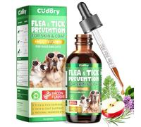 Oral Flea & Tick Liquid Drops for Dogs and Cats, Natural Flea and Tick Defense with Multivitamin for Pets - Supports Skin & Coat - Herbal Drops All Breeds and Sizes - Bacon Flavor