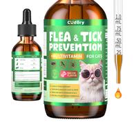 Oral Flea & Tick Support for Cats, Natural Flea and Tick Liquid Drops with Multivitamin for Pets - Cat Supports Skin & Coat - Flea Herbal Dr