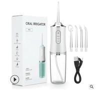 Oral Irrigator Portable Water Flosser, USB Rechargeable Water Jet Tooth Pick + 4 Jet Tip 3 Modes Waterproof Teeth Cleaner, 220ml 3 Modes IPX7 1400rpm Teeth Cleaning (White)