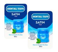Oral Satin Floss Tape 50m (Double in Size) Waxed Mint Dental Flossing Tape Oral Care for Fresh Clean Feel (Pack of 2)