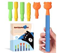 Oral Sensory Stimulation Kit with 6 Soft Textured Heads for Speech Therapy & Feeding Support, Muscle Strength & Phonation Improvement - Blue